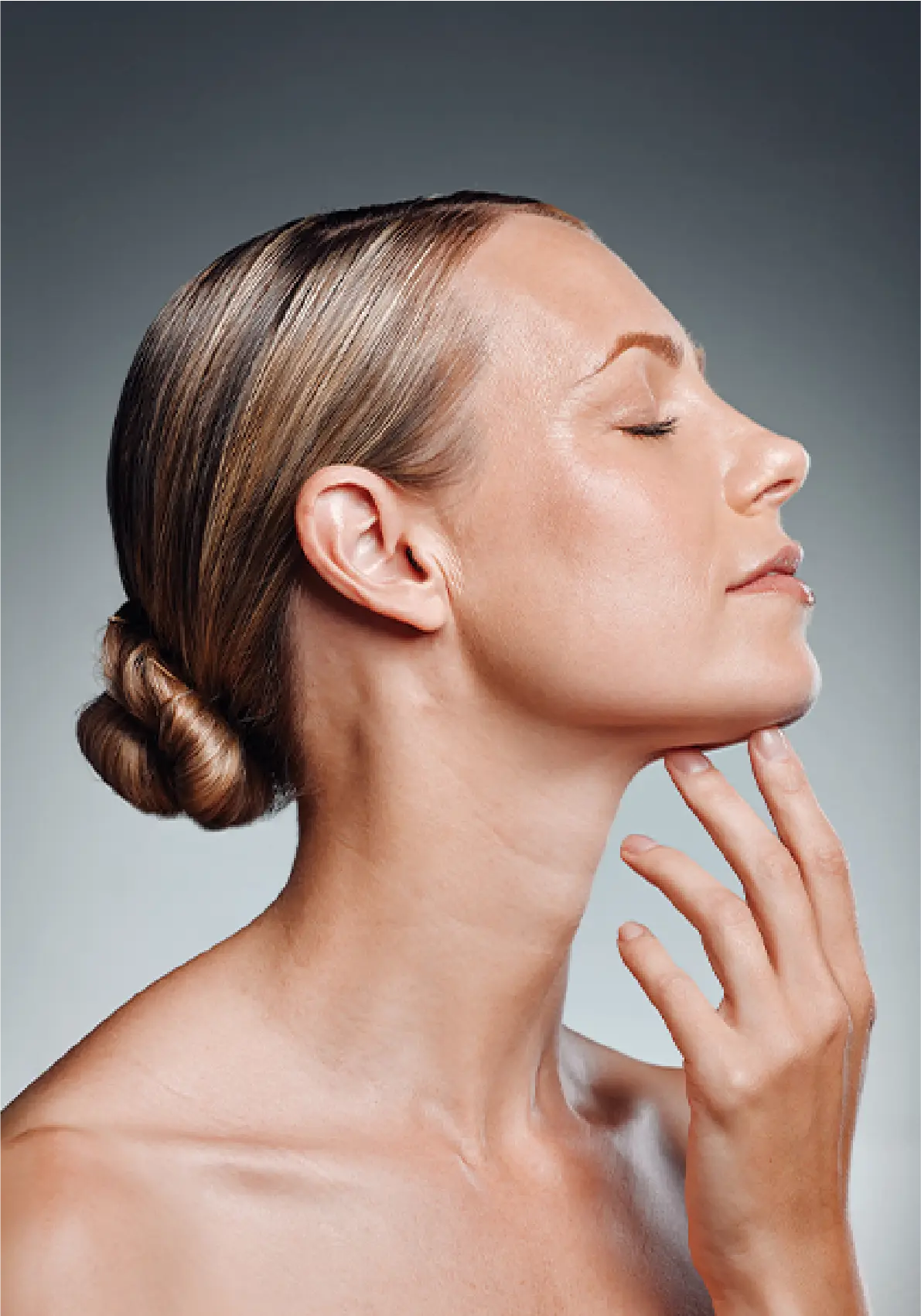 Woman touching her face