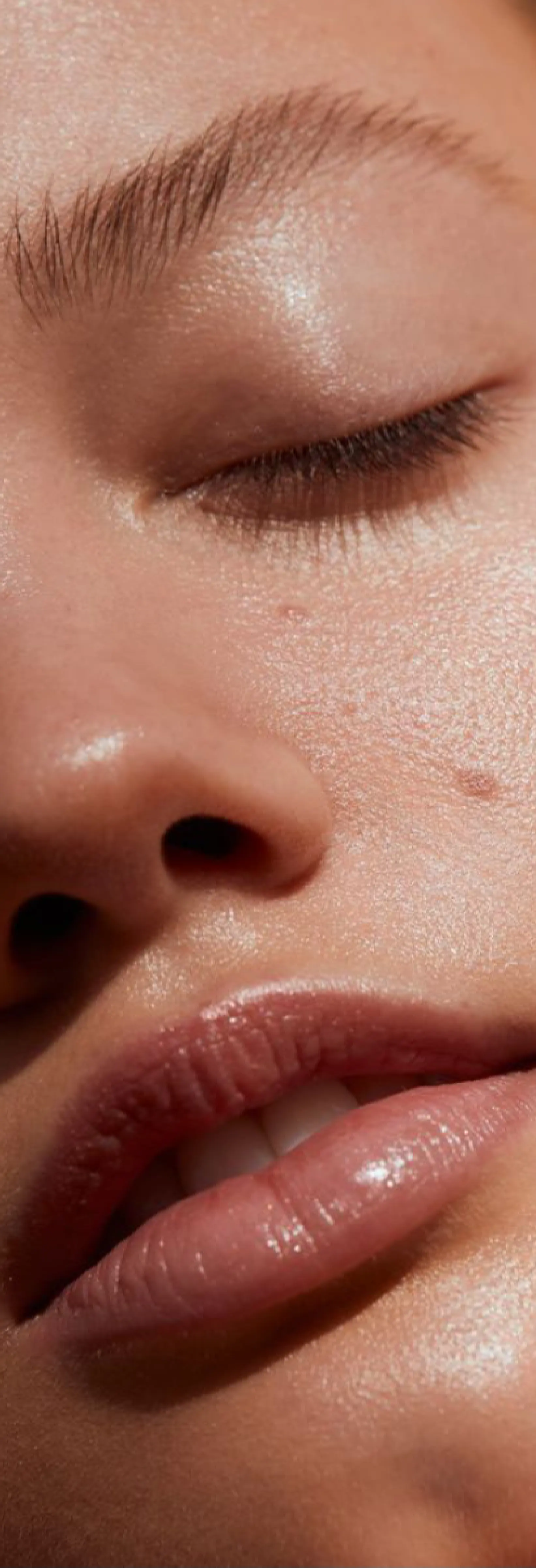 Woman face with eyes closed